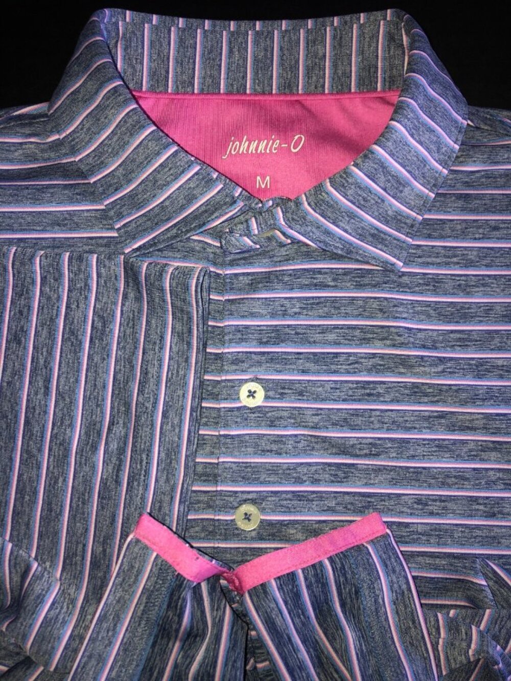 Men's johnnie-o Golf Sun Protection Striped Polyester Spandex Polo Shirt Medium